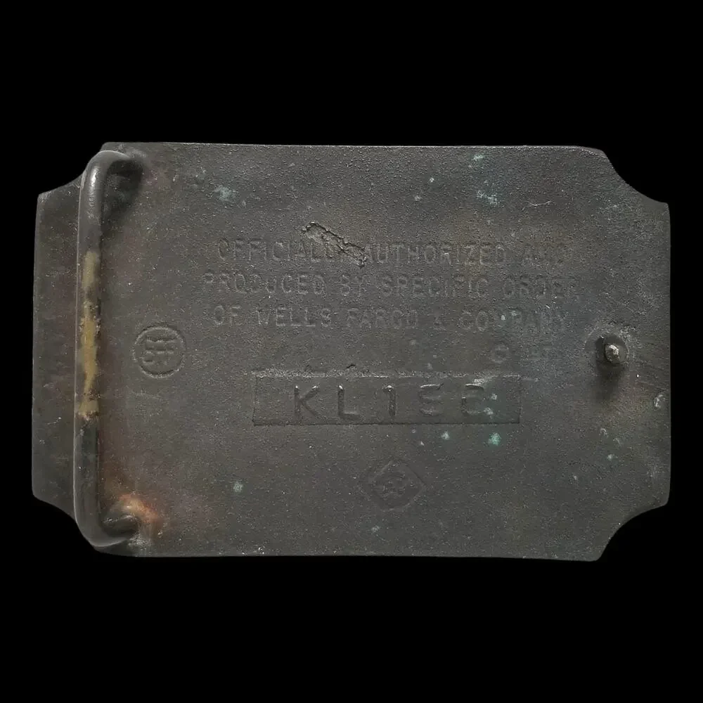 Vintage Belt Buckle 1975 Solid Brass Wells Fargo & Co Bank W/ Owner Registration